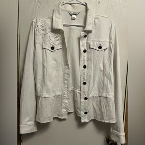 Christopher & Banks White Jean Jacket Classic Design